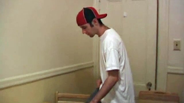 Back from a day of skateboarding, Tag climbs onto the kitchen table and starts stroking his hard cock. Tag manages to suck his own cock as he gets closer and in the blink of an eye, he splashes a huge load of cum all over his face.