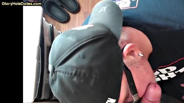 Gloryhole DILF with glasses sucks cock with greedy mouth