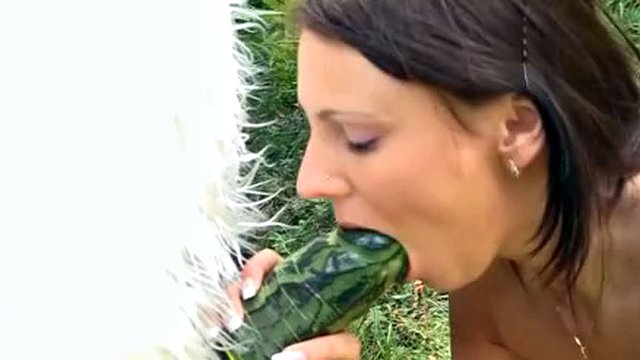Sex in the forest with a huge toy panda