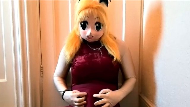 Cross dressing gay slut wears his sex doll outfit