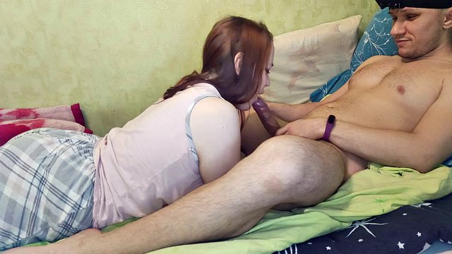 Mistress sucks a big dick after the sauna