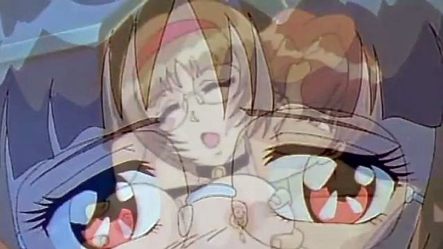 Anime teen drilled hard in dark group bondage