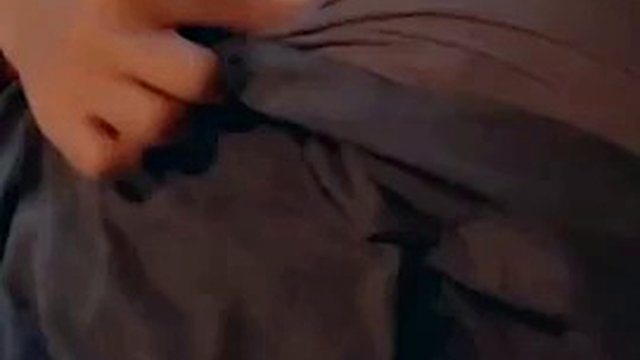 Asian girlfriend plays with her big white breasts