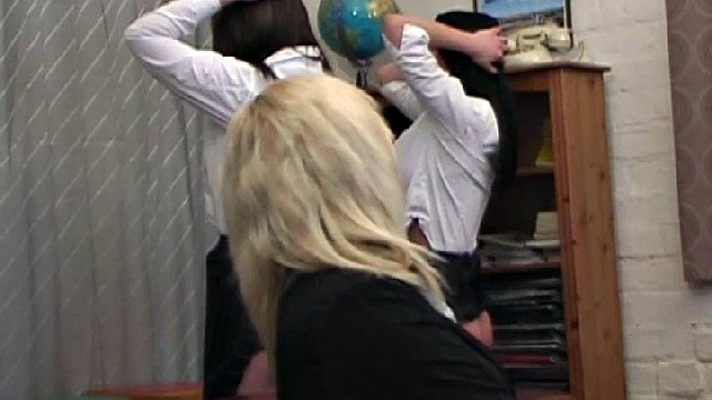 two girls spanked and slippered on white panties by blond