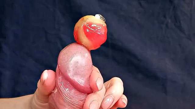 Fantastic pulsating ruined orgasm with spikes chastity on big dick. Amateur femdom handjob