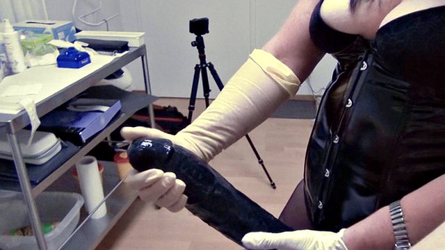 mistress with huge strapon, totally distroyed anus, fisting
