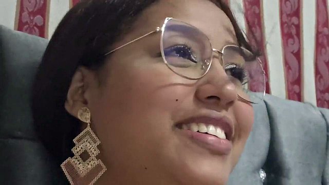 Busty Latina with Glasses on Sucks My Big Cock