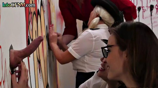 CFNM police MILFS give gloryhole handjob till cumshot