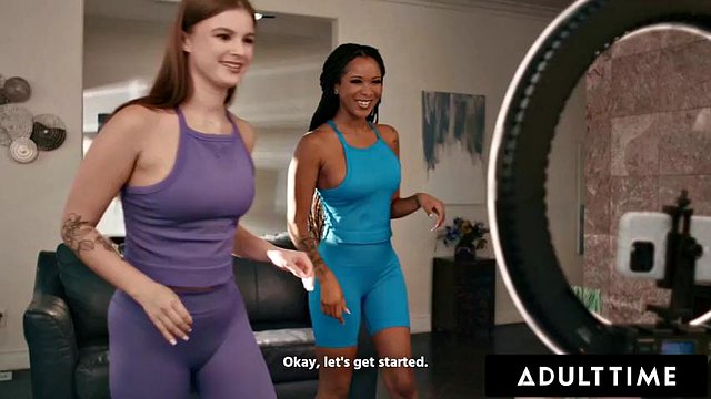 ADULT TIME - Sweaty Workout Ends In Pussy Licking For MILF Cali Sweets And Stepbae Sky Wonderland