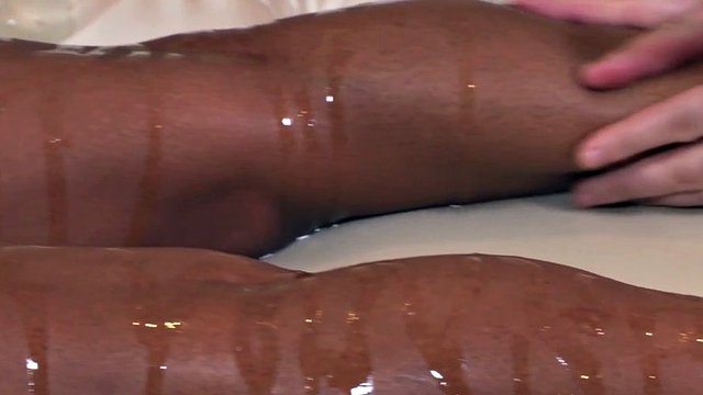 busty black bitch fucks with a gentle masseur