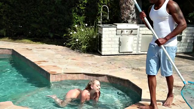 hunky black fella fucks blonde teen amy summers by the pool