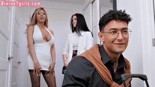 Bigtitted gorgeous TS doggystyled by BF
