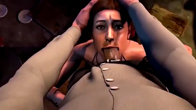 3d brunette hero deepthroating huge dick pov