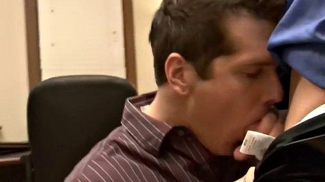 Gay tattooed lick ass and fucked in the office