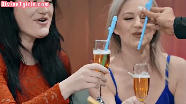 Shemale with big tits fucks wedding woman in wet pussy hole