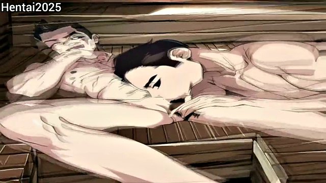 Horny Gay Couple Enjoy Blowjob at Public Sauna Cartoon Hentai Animation
