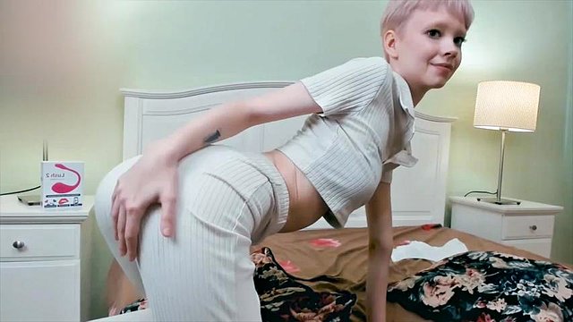 skinny gal short hair waif tease