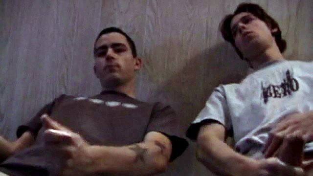 Jayden and Dan oil up their wood and we get some nice close ups of their horny faces. Jayden looks a good 8 inches and Dan pretty much fights back. Always the instigator, Dan suggests they cum on the glass table.