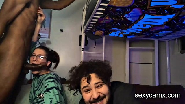 Horny brunette slut fucked by boyfriend and his BBC friend live at sexycamx.com