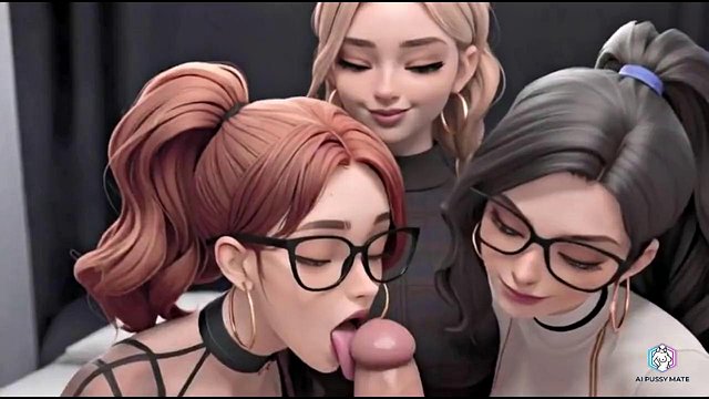 Three hot students are relaxing in an adult way (AI generated)
