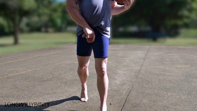 Playing basketball on a public court with my dick on display