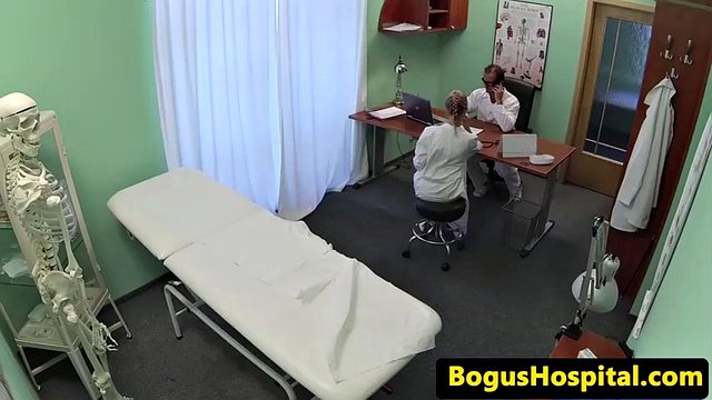 doctors have pussy fucking trio in office