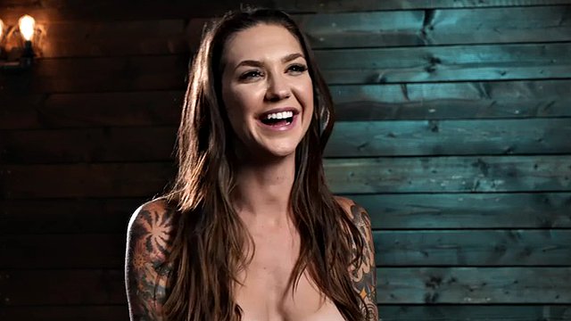 Submissive busty tattooed bdsm babe toyed in pussy by CMNF master