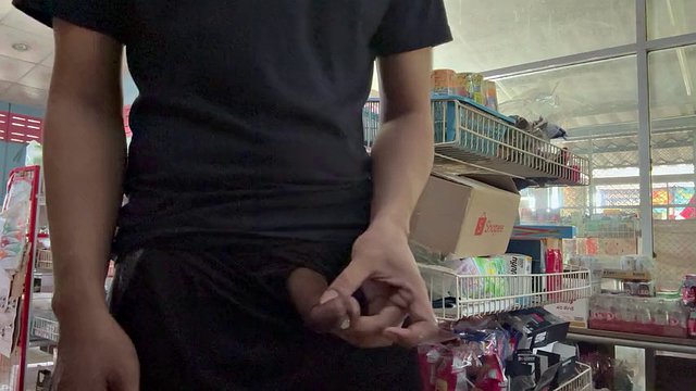 Jerk off in the store, cum in public
