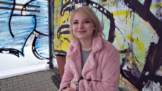 Cutie blonde doggystyled by stranger