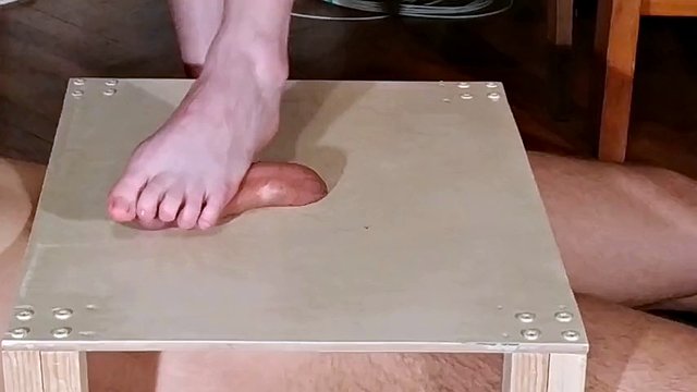 Dominatrix bare feet trampling cocks and footjob with big cumshot pt2