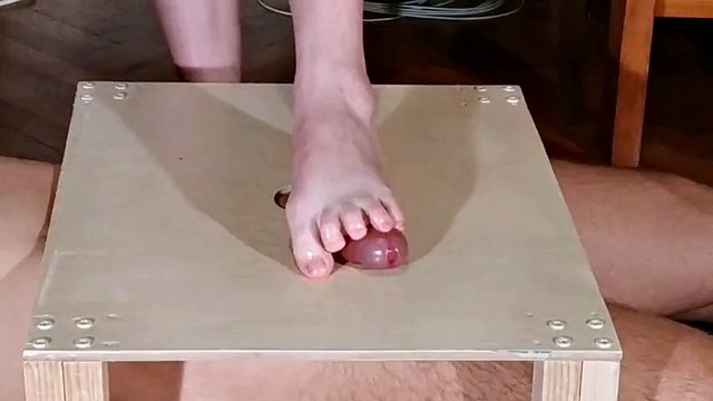 Dominatrix bare feet trampling cocks and footjob with big cumshot pt2