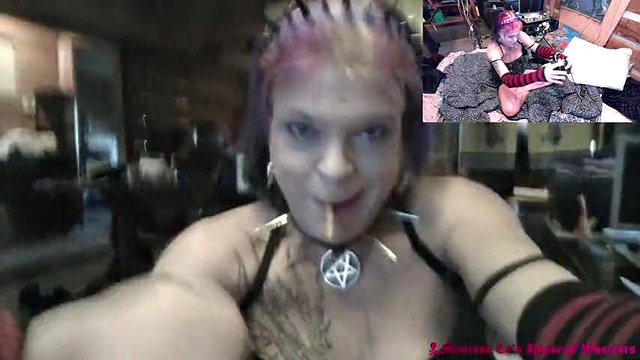 Cyanide Mistress of Darkness Stripping, Showing Tits & Ass, Playing w Her Pierced Clitty Shemale Sexcam Capture XXX 666