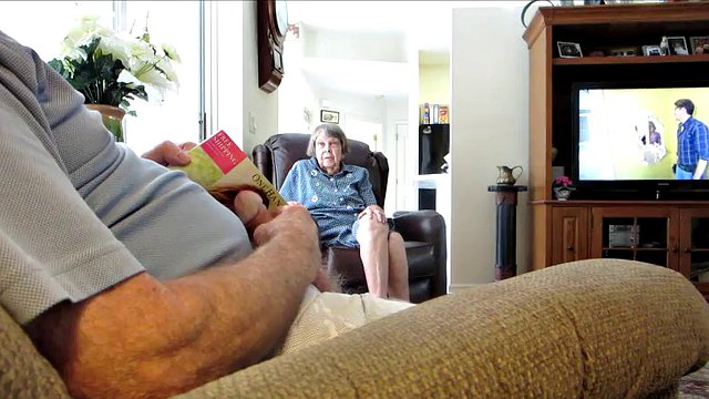 Horny old guy masturbates and cums while granny hours