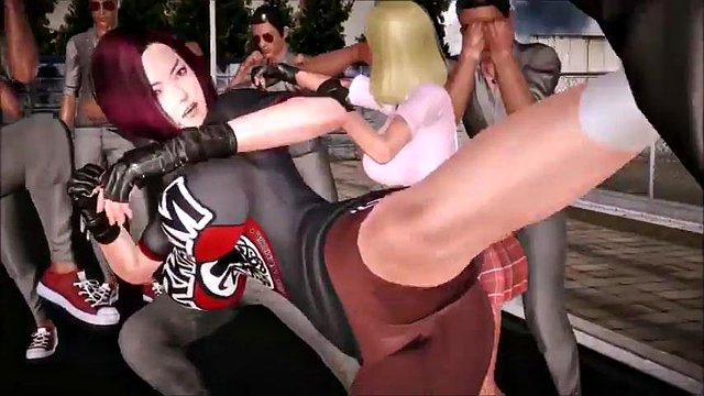 Meninas 3D lutam e perdem: peitos grandes, escravidão e pornografia de groupsex