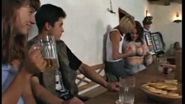 Busty German Barmaid in three-way action!: Big Tits, Blowjob & Milf Porn