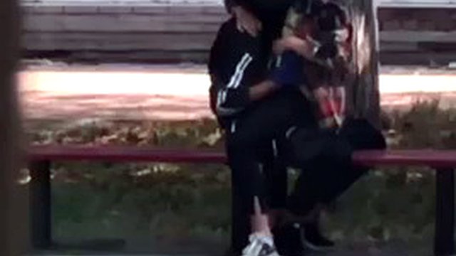 chinese college student make love on the bench