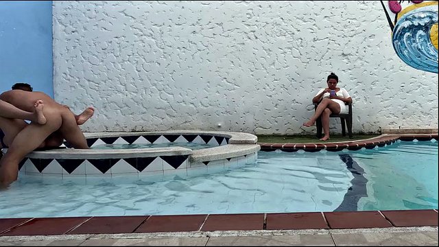 I GO TO THE POOL WITH MY WIFE AND WHILE SHE IS NEGLECTED WITH HER CELL PHONE I FUCK HER STEPSISTER IN HER NOSES