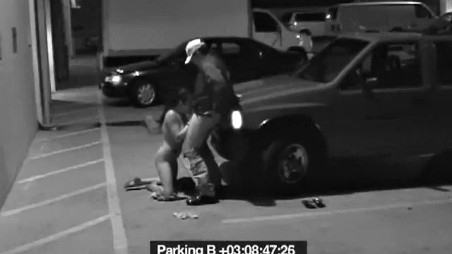 Slut sucks off the security guard to get out of the fine