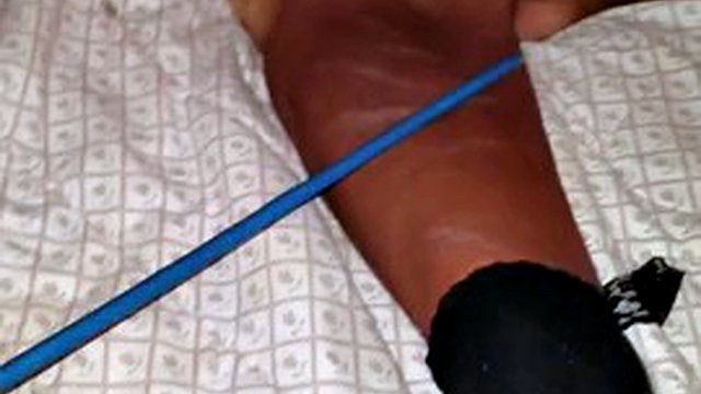 Very skinny granny wanted a physio session for pain