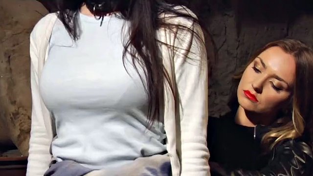 Bent Over Strapon Bound and Submissive Lesbian Slave Orgasms