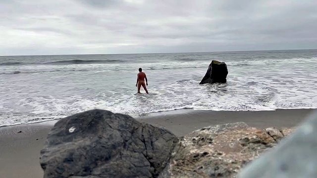 Nude secluded beach swimming in the ocean naked and me
