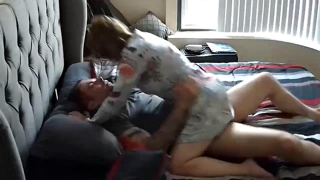 Hot brunette MILF caught cheating still wearing blue dress: Big Tits, Blowjob & Amateur Porn