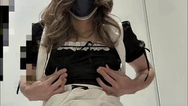 crossdresser in maid dress playing anal end with 3 cumshots