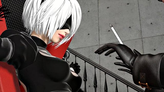 2B gets kinky: Blowjob, Missonary & Bondage Porn