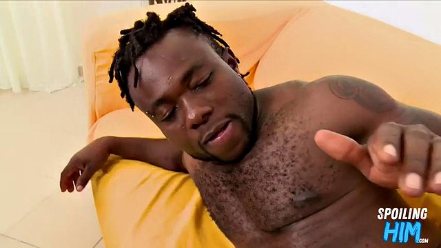 Nasty ebony guy assfucked at casting