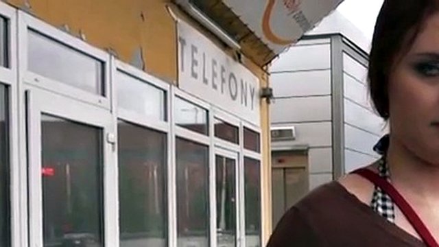 Big tits Czech girl banged at the bus stop for some money