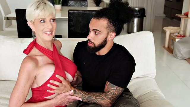 60 year old Foxy with big tits fucks her son's best friend
