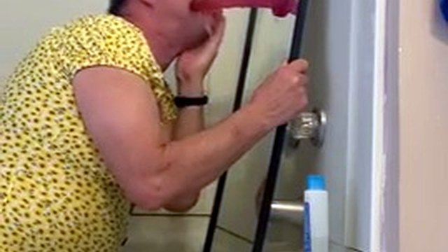 Sissy casually sucks on a dildo while dreaming about a real cock