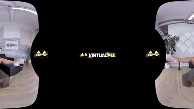 Solo pissing in virtual reality porn for gorgeous Dafne