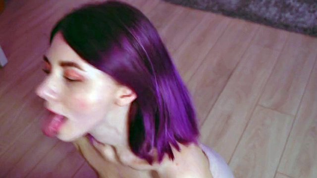Purple hair vixen deepthroats you JOI and calls you daddy